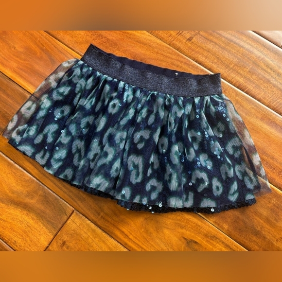 ​Justice Girls Blue Leopard Sparkle Tulle Skort - Size 7 - Picture 2 of 7